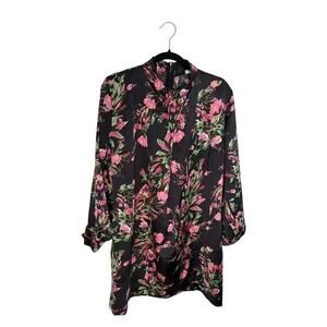 Eva Mendes NY&Co Floral Mock Neck Dress XL Fall Wedding Guest Cottagecore